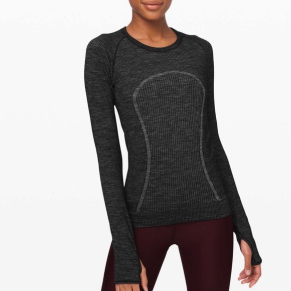 Lululemon Swiftly Wool Pullover in Black / White size 6 - Picture 1 of 10